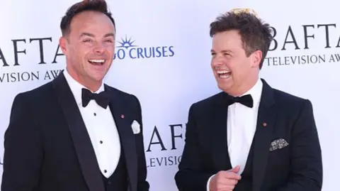 Ant and Dec at the Baftas laughing