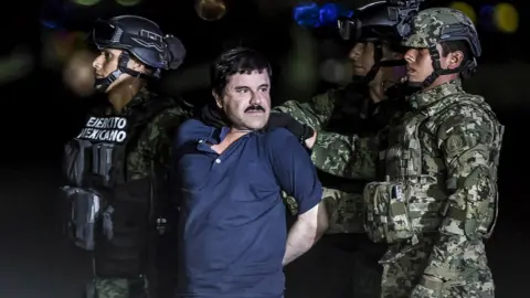 Getty Images Joaquin Guzman Loera, also known as 'El Chapo' is transported to Maximum Security Prison of El Altiplano in Mexico City in January 2016