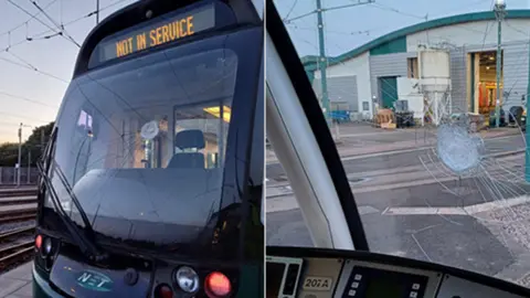 Damaged tram