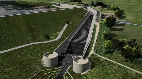 An artist impression of the upgraded reservoir and spillway