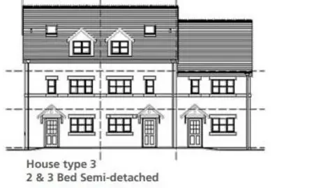 LDRS A line drawing of plans for a semi-detached building 