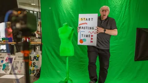 Ludic Rooms A man dancing in front of a green screen