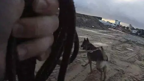Nottinghamshire Police Bodycam footage shows a police dog at work