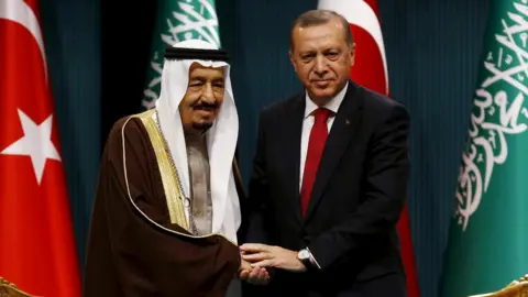 Reuters Saudi King Salman and Turkish President Erdogan in Ankara in April 2016