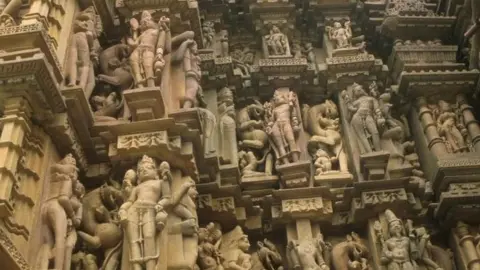 BBC Pictures of the temples of Khajuraho which feature a wide variety of erotic sculpture