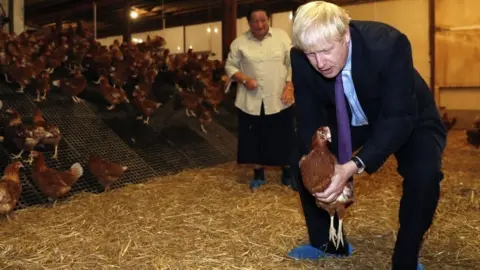 Getty Images Boris Johnson holding a chicken