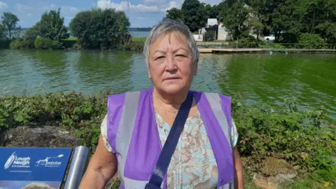 Teresa Greer in front of Lough Neagh at Antrim