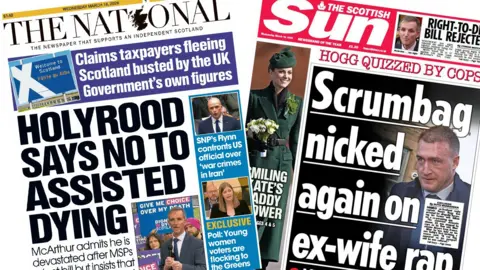 National and Scottish Sun front pages