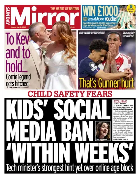 The headline on the front page of the Daily Mirror reads: “Kid's social media ban 'within weeks'”.