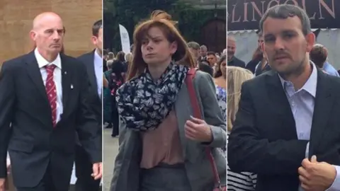 PA Media Left to right: Stuart Holmes, Michaela Tasker and Martyn Tasker