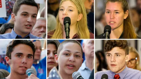 Getty/EPA Cameron Kasky, Jaclyn Corin, Sarah Chadwick, Alfonso Calderon, Emma Gonzalez and David Hogg