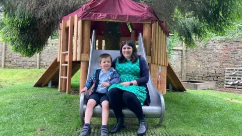 BBC/Cathy Killick Helen Philliskirk and son Thomas