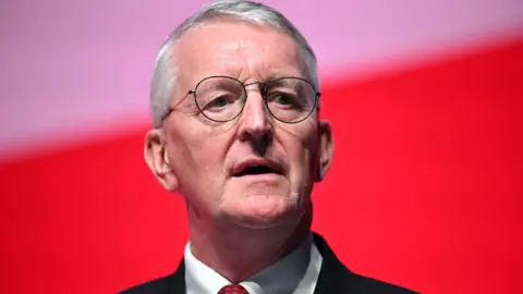 Getty Images A close-up shot of Hilary Benn