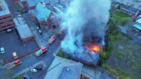 Terry Blackburn Aerial photograph of Raby Road fire