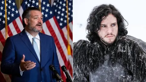 Reuters and Sky Ted Cruz and Kit Harrington as Jon Snow