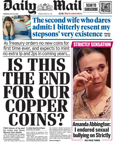 Headline of the Daily Mail reads: Is this the end for our copper coins