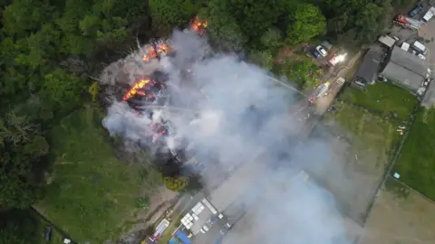 Surrey Fire and Rescue Service Fire at Merstham