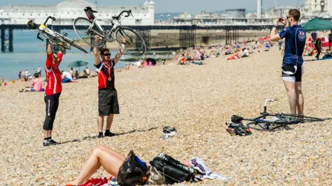 PA Cyclists on Brighton beach