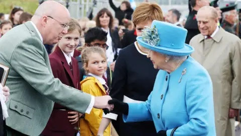 Getty Images Peter Murrell greets Queen Elizabeth as Prince Philip, Duke of Edinburgh looks on during the official opening ceremony of the Queensferry Crossing, on September 4, 2017.
