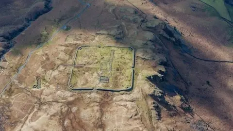 Historic England Aerial view of old hill fort remains