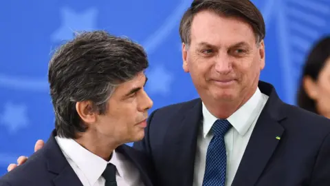 Getty Images Nelson Teich and Bolsonaro