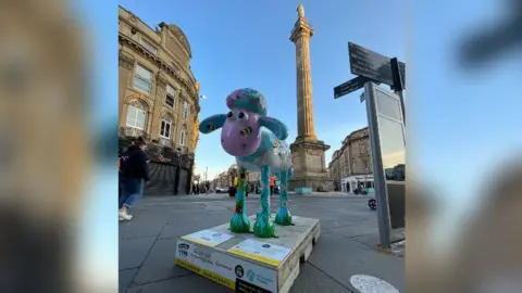 St Oswald's Hospice Shaun the Sheep by the Monument