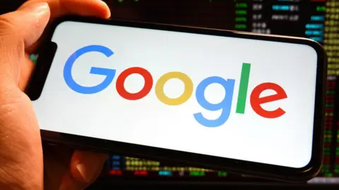 Google logo pictured on a mobile phone screen