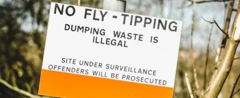 Getty Images Fly-tipping sign