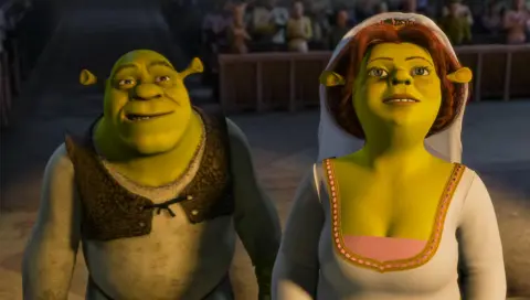 Alamy Shrek promotional image featuring the characters of Princess Fiona and Shrek 