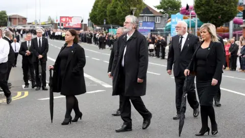 Pacemaker Sinn Féin's leader and deputy leader attended, along with former leader Gerry Adams (centre)