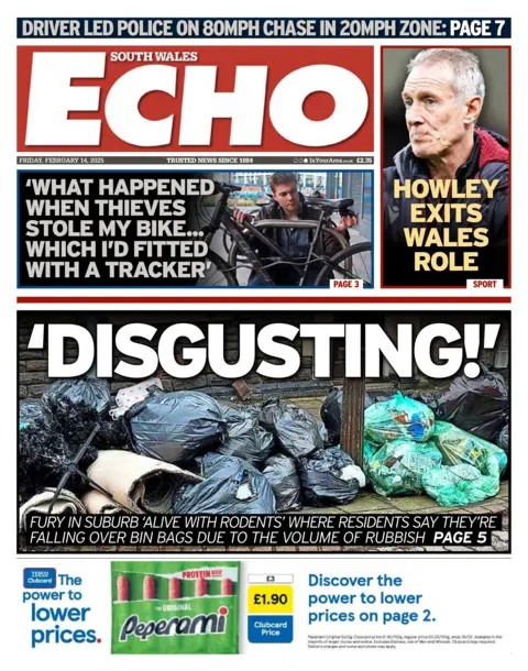 South Wales Echo Front page of the South Wales Echo 