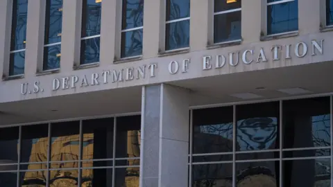 Getty Images Brown building with words that read "US Department of Education"