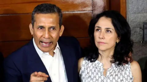 Getty Images Ollanta Humala stands next to his wife Nadine Heredia 