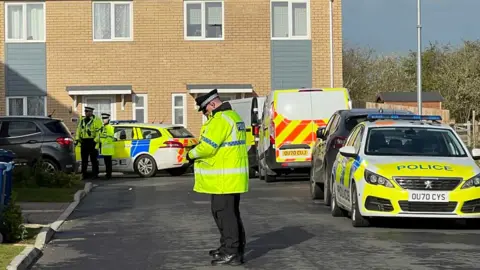 Steve Hubbard/BBC Police in Meridian Close, Bluntisham