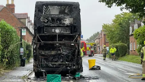 Nuneham Courtenay double decker bus fire causes traffic disruption