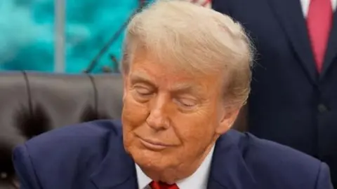 President Donald Trump in the Oval Office on 27 June 2025