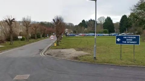 A google map image of HMP Send near Woking, Surrey.