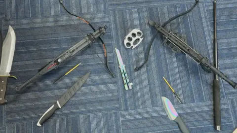 Weapons on the floor