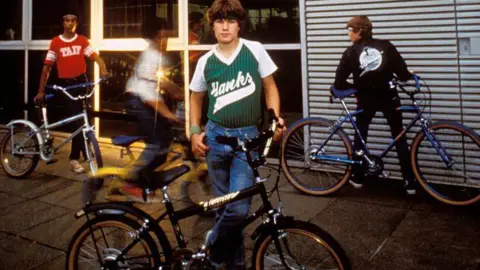Getty Images Children on Raleigh bikes in the 1980s