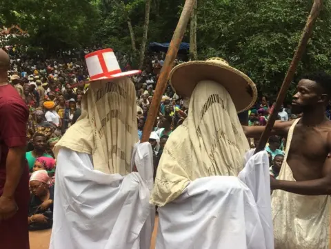 Adedayo Okedare/BBC The famous Lagos state Eyo Masquerades were part of the festival
