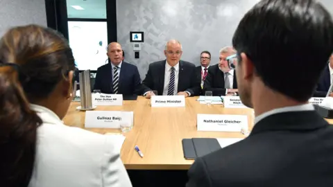 EPA Scott Morrison speaking to social media executives in a meeting last week
