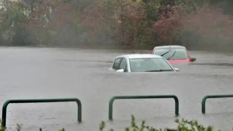 BBC Weather Watchers Cars submerged in Oban