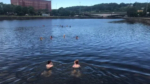 BBC A swimming protest in Bristol's Cumberland Basin