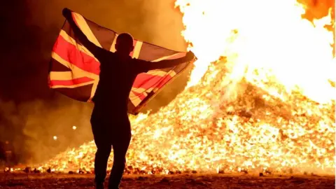 PACEMAKER Union jack at bonfire