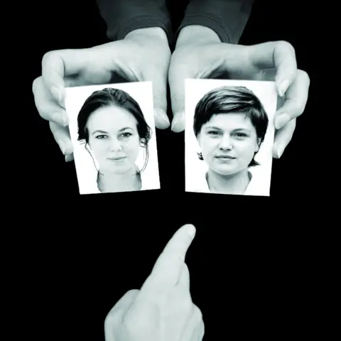 BBC Subject choosing between photos of two women