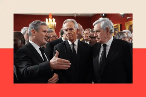 Getty Images Sir Keir Starmer, Tony Blair and Gordon Brown speak ahead of the proclamation of King Charles III on 10 September 2022 in London.