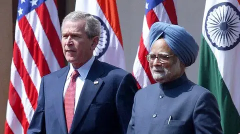 AFP George W Bush dan Manmohan Singh, Maret 2006