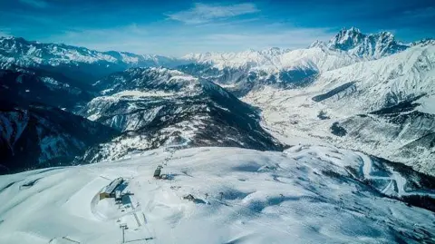 Getty Images This file photo taken on January 26, 2018 shows a ice capped mountains of Georgia's Tetnuldi ski-resort. 