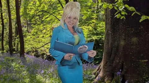 Cut out of Dolly Parton in a glen
