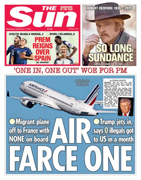 "The air fansce one" Read the title on the front page of the Sun.